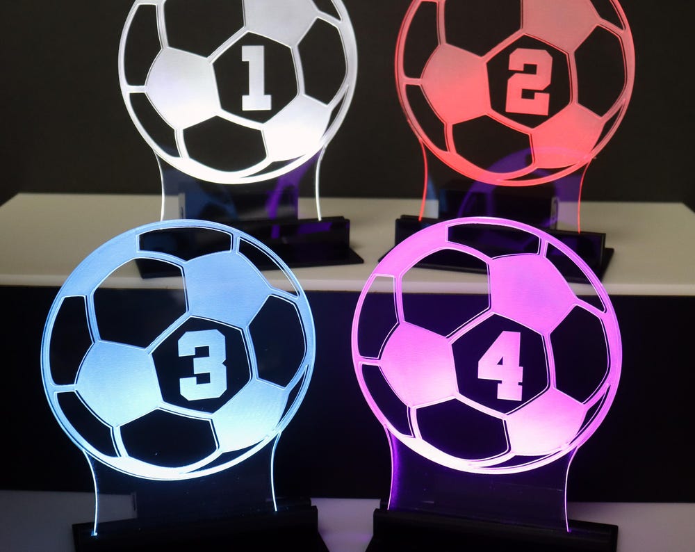 LED Table Number - Set of 4- Soccer Ball Design