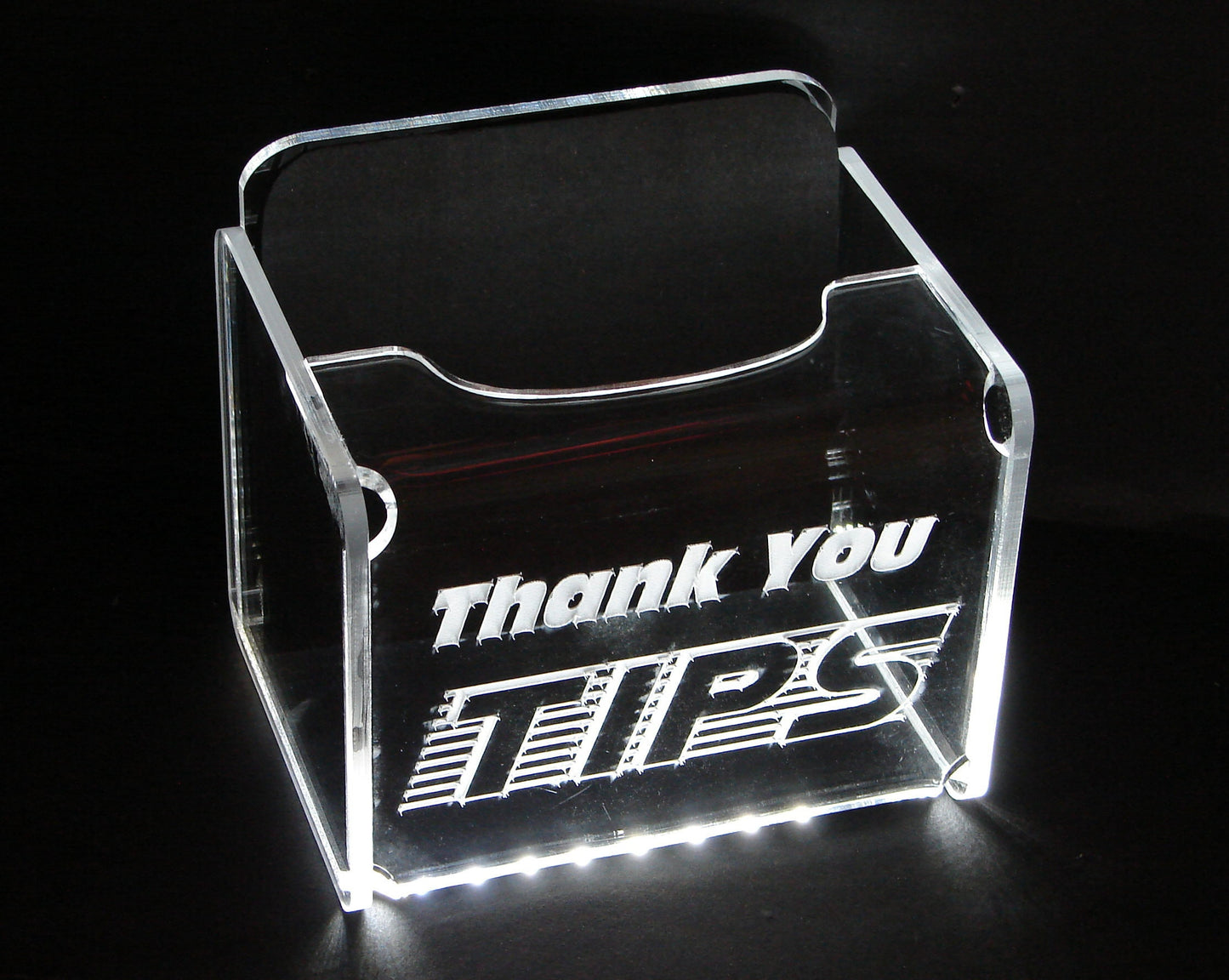 LED Glowing Tip Box- Scanline Font- Tip Jar -LED Tip Jar -Lighted Tip Jar -Ballot Box- Card Box- Musician Tip Jar- Made in USA!