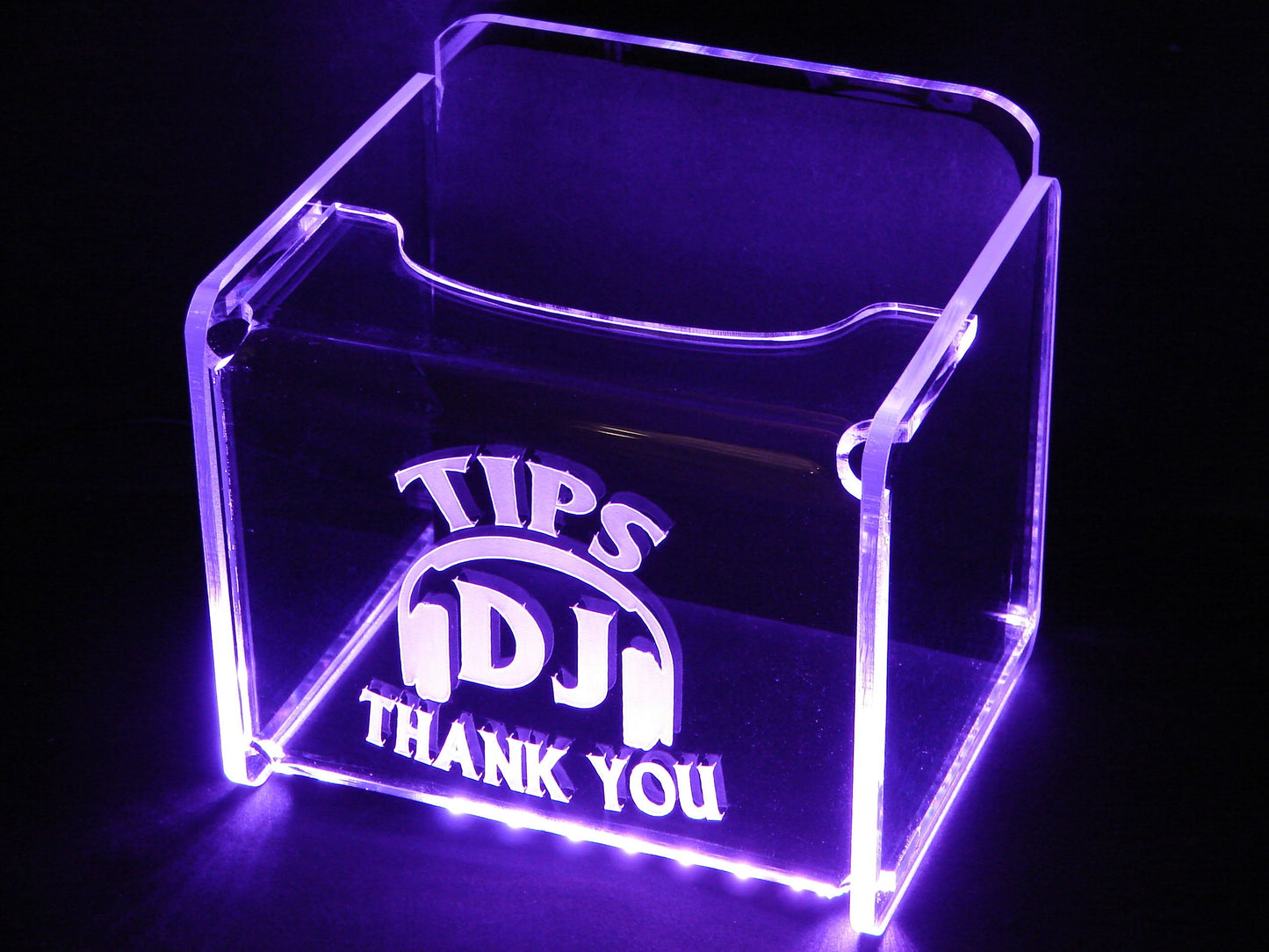 LED Glowing Tip Box-Headphone Design for DJs- Tip Jar -LED Tip Jar -Light up tip Jar - Musician Tip Jar- DJ Tip Jar- Made in America!