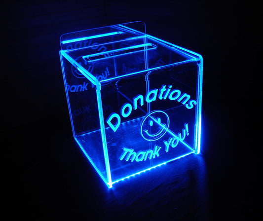 LED Glowing Gift Card Box-9"x9"x9" ... With personalized engraving and replaceable back panel.