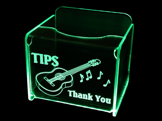 LED Glowing Tip Box-Acoustic Guitar for Musicians! Tip Jar -LED Tip Jar -Light up tip Jar -Ballot Box- Musician Tip Jar-Made in USA!