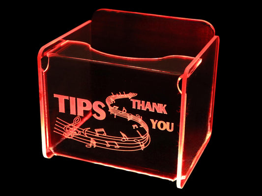LED Glowing Tip Box- Music Lovers Tip Jar -LED Tip Jar -Light up tip Jar -Ballot Box- Card Box- Musician Tip Jar-Guitarist