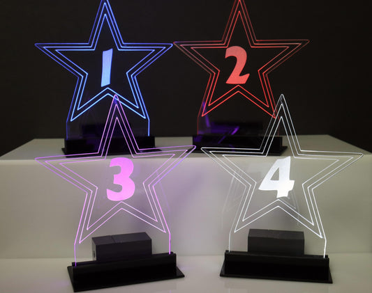 LED Table Number- Set of 4- Movie Star Design