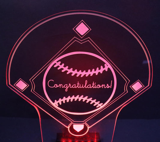 LED Baseball Diamond Centerpiece-12" wide x 13" high-9 Volt Battery Powered-Add your logo or message!