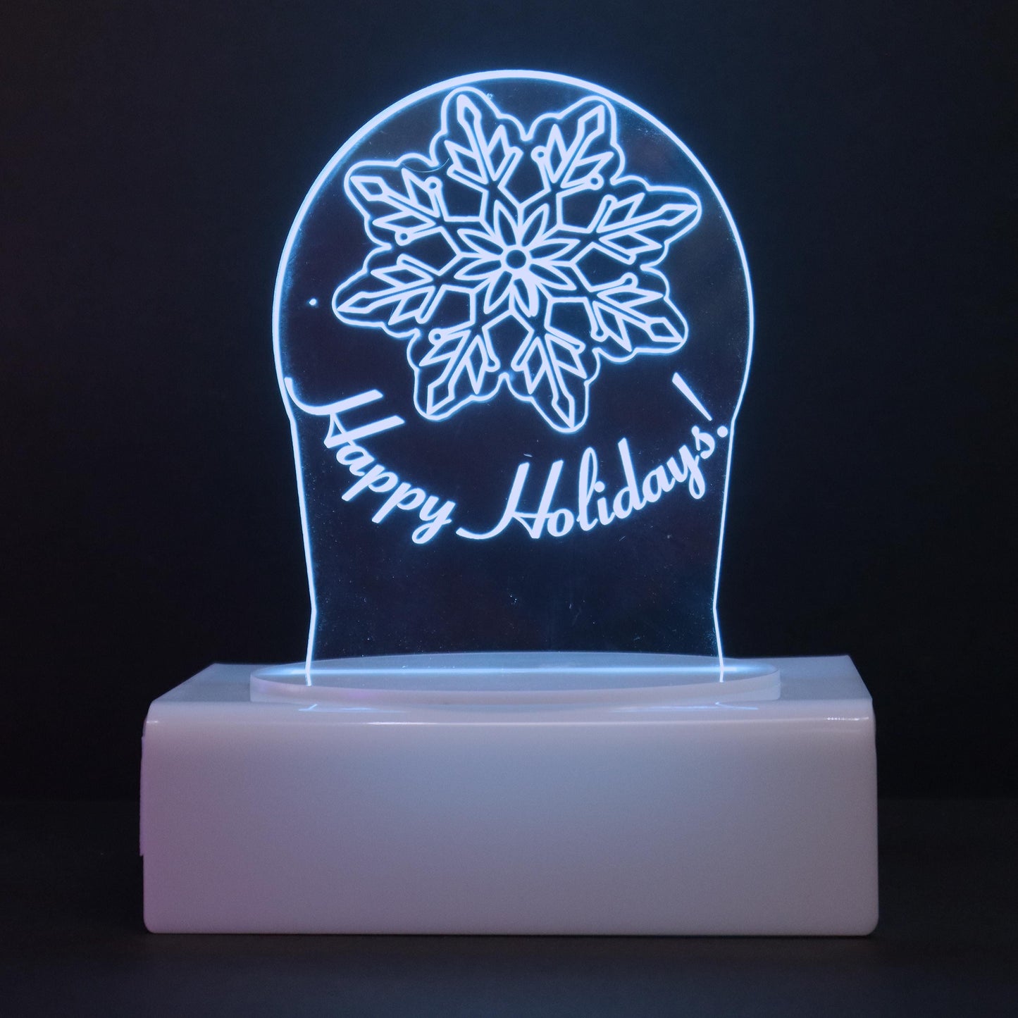 Personalized Cake Topper - Glowing LED - Engraved Acrylic - Snowflake Design