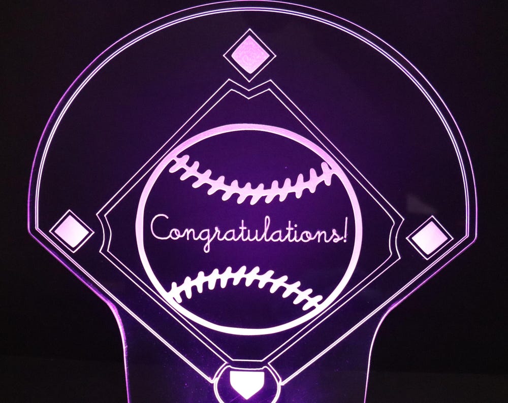 LED Baseball Diamond Centerpiece-12 wide x 13 high-9 Volt Battery Powered-Add your logo or message!