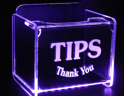 LED Glowing Tip Box- Souvenir Font-  Tip Jar -LED Tip Jar -Lighted Tip Jar -Ballot Box- Card Box- Musician Tip Jar- Made in USA!