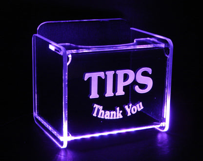 LED Glowing Tip Box- Souvenir Font-  Tip Jar -LED Tip Jar -Lighted Tip Jar -Ballot Box- Card Box- Musician Tip Jar- Made in USA!