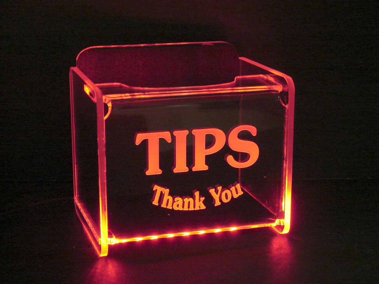 LED Glowing Tip Box- Souvenir Font-  Tip Jar -LED Tip Jar -Lighted Tip Jar -Ballot Box- Card Box- Musician Tip Jar- Made in USA!