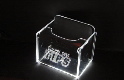 LED Glowing Tip Box-  Varsity Font-Standard Engraving-Perfect for Sports Bars.  Tip Jar -LED Tip Jar -Lighted Tip Jar - Made in USA!