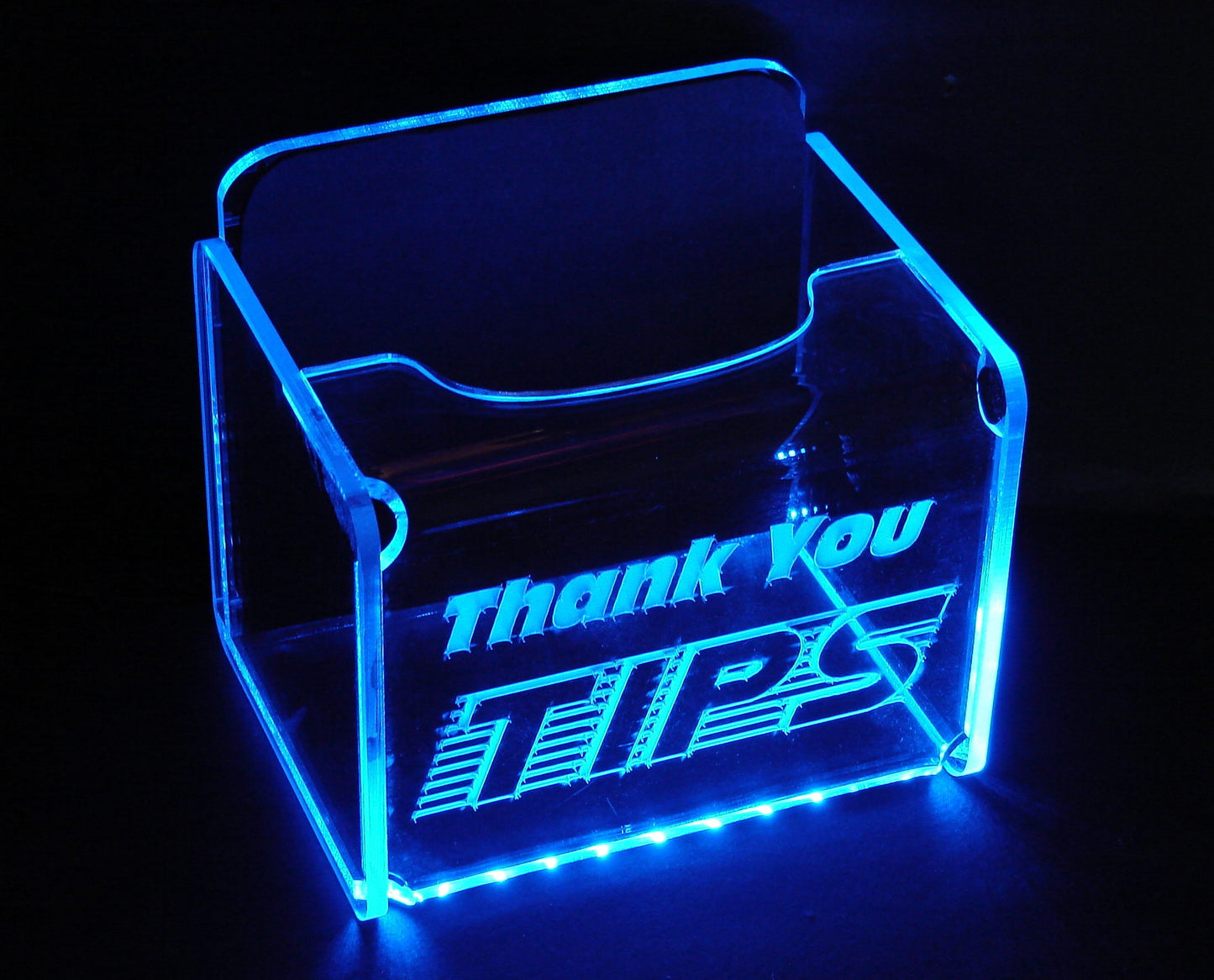 LED Glowing Tip Box- Scanline Font-  Tip Jar -LED Tip Jar -Lighted Tip Jar -Ballot Box- Card Box- Musician Tip Jar- Made in USA!
