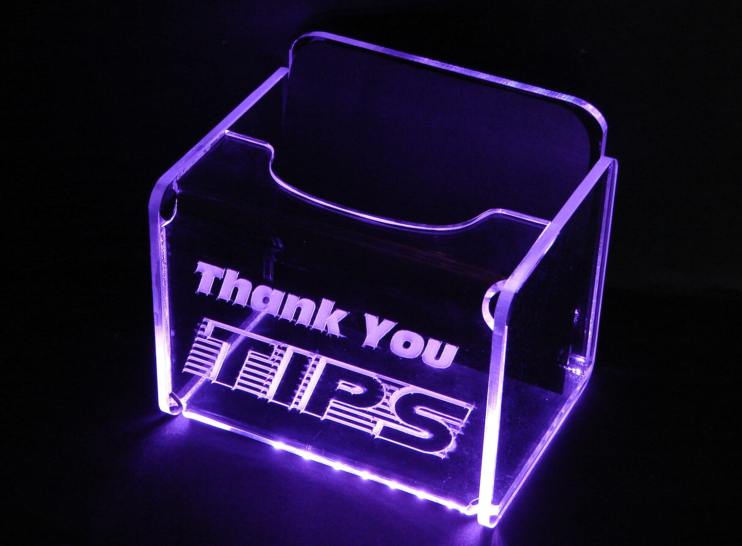 LED Glowing Tip Box- Scanline Font-  Tip Jar -LED Tip Jar -Lighted Tip Jar -Ballot Box- Card Box- Musician Tip Jar- Made in USA!