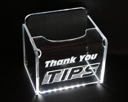 LED Glowing Tip Box- Scanline Font-  Tip Jar -LED Tip Jar -Lighted Tip Jar -Ballot Box- Card Box- Musician Tip Jar- Made in USA!