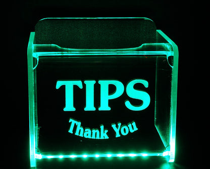 LED Glowing Tip Box- Souvenir Font-  Tip Jar -LED Tip Jar -Lighted Tip Jar -Ballot Box- Card Box- Musician Tip Jar- Made in USA!