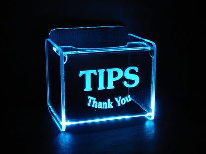 LED Glowing Tip Box- Souvenir Font-  Tip Jar -LED Tip Jar -Lighted Tip Jar -Ballot Box- Card Box- Musician Tip Jar- Made in USA!