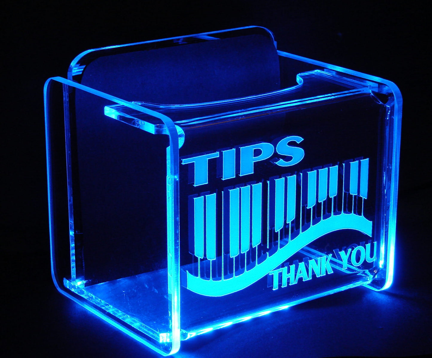 LED Glowing Tip Box-Piano Keyboard Design for Musicians!  Tip Jar-LED Tip Jar-Lighted Tip Jar-Musician Tip Jar-Pianist Tip Jar- Made in USA!