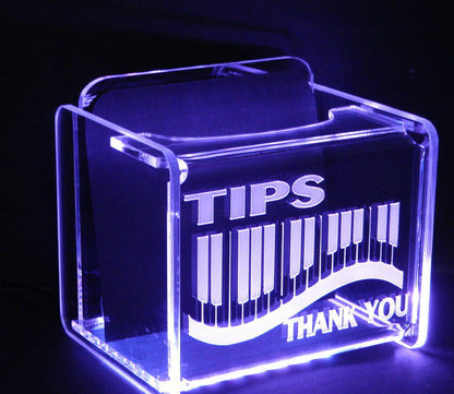LED Glowing Tip Box-Piano Keyboard Design for Musicians!  Tip Jar-LED Tip Jar-Lighted Tip Jar-Musician Tip Jar-Pianist Tip Jar- Made in USA!