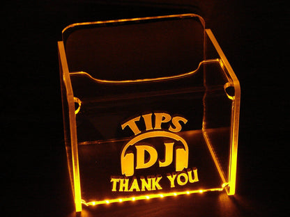 LED Glowing Tip Box-Headphone Design for DJs-  Tip Jar -LED Tip Jar -Light up tip Jar - Musician Tip Jar- DJ Tip Jar- Made in America!