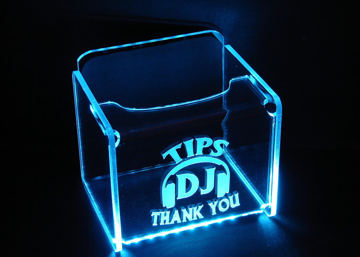 LED Glowing Tip Box-Headphone Design for DJs-  Tip Jar -LED Tip Jar -Light up tip Jar - Musician Tip Jar- DJ Tip Jar- Made in America!