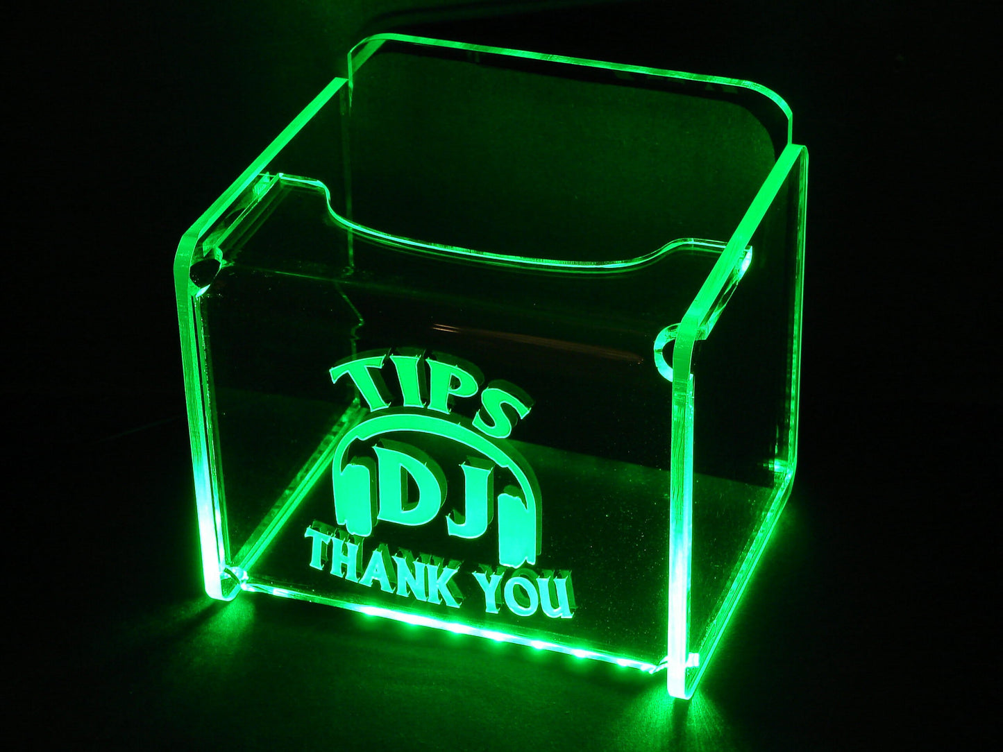 LED Glowing Tip Box-Headphone Design for DJs-  Tip Jar -LED Tip Jar -Light up tip Jar - Musician Tip Jar- DJ Tip Jar- Made in America!