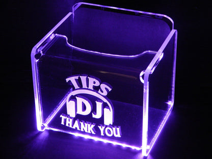 LED Glowing Tip Box-Headphone Design for DJs-  Tip Jar -LED Tip Jar -Light up tip Jar - Musician Tip Jar- DJ Tip Jar- Made in America!