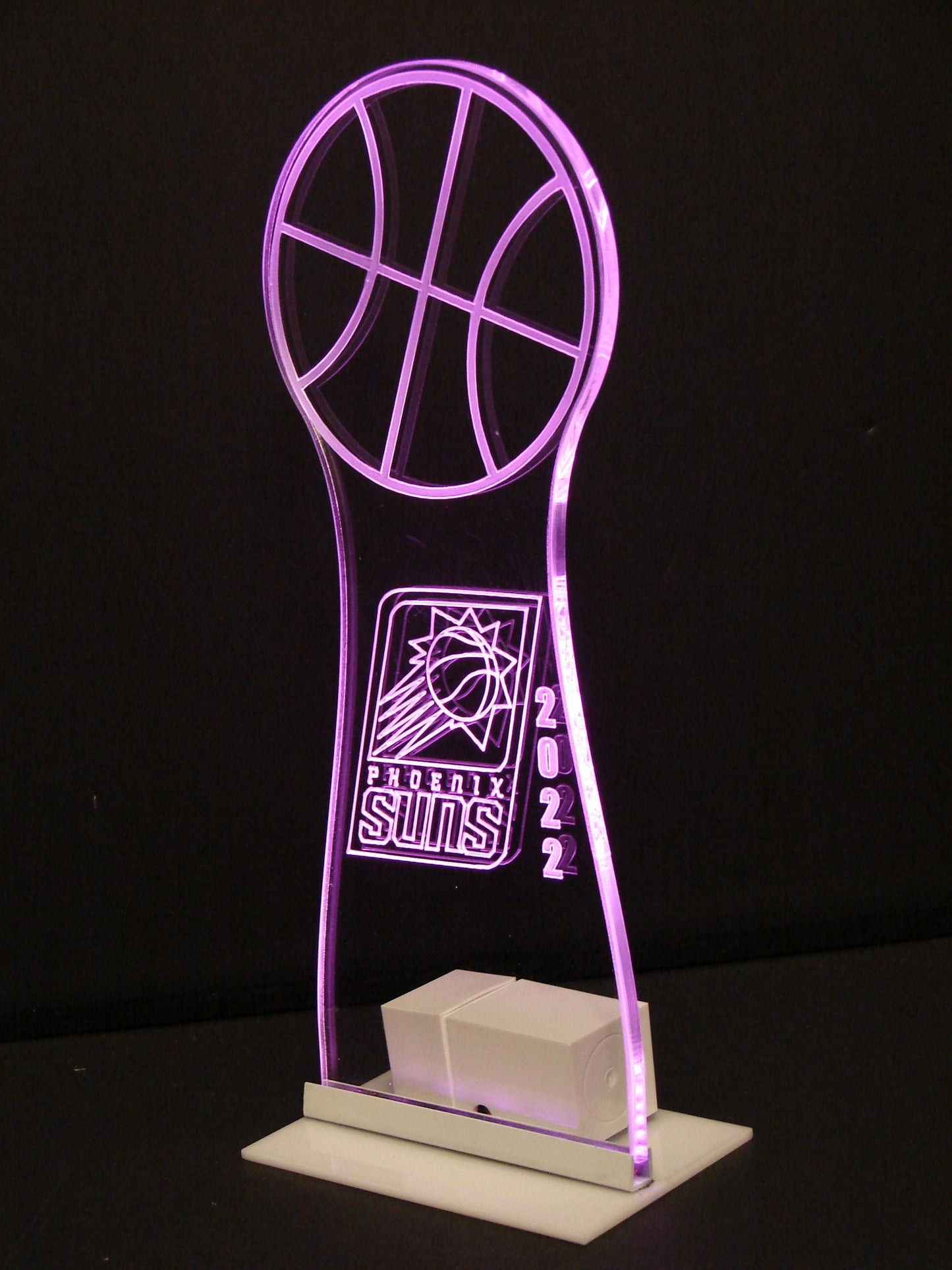 Basketball Centerpiece -Medium sized - 12" Tall - LED Table Sign - 9 Volt Battery Powered- Add a logo, name or message!