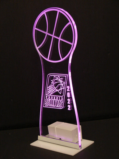 Basketball Centerpiece -Medium sized - 12" Tall - LED Table Sign - 9 Volt Battery Powered- Add a logo, name or message!