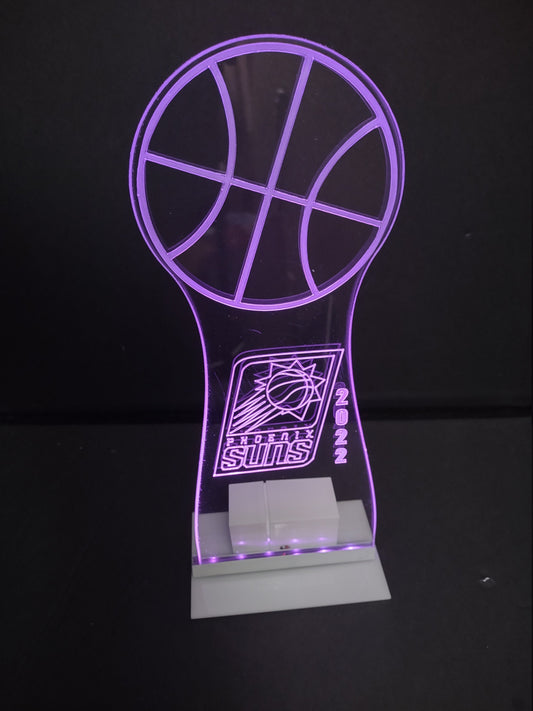 Basketball Centerpiece -Medium sized - 12" Tall - LED Table Sign - 9 Volt Battery Powered- Add a logo, name or message!