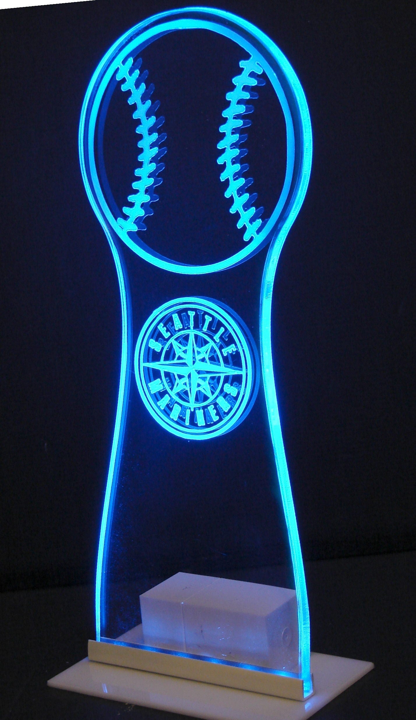 Baseball Centerpiece- Medium sized - 12" Tall/ 4" Wide - LED Table Sign - 9 Volt Battery Powered- Add a logo or message