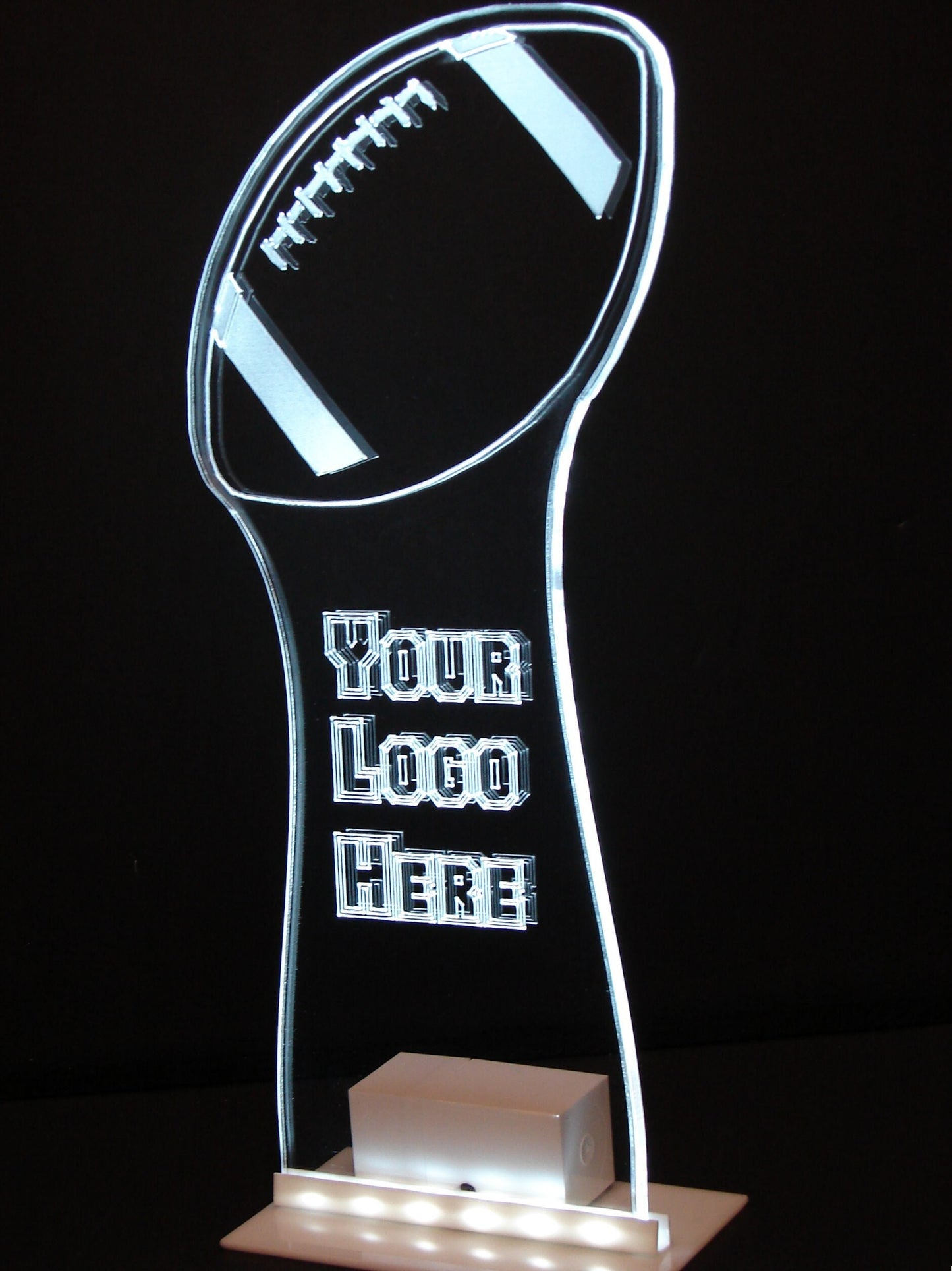Football Centerpiece -Medium sized - 12" Tall - LED Table Sign - 9 Volt Battery Powered- Add a logo, name or message!