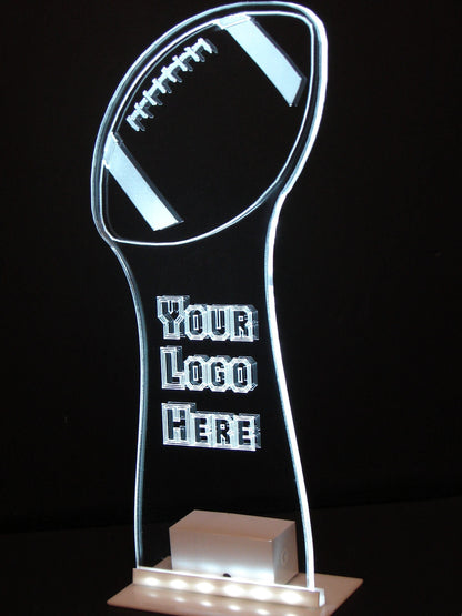 Football Centerpiece -Medium sized - 12" Tall - LED Table Sign - 9 Volt Battery Powered- Add a logo, name or message!