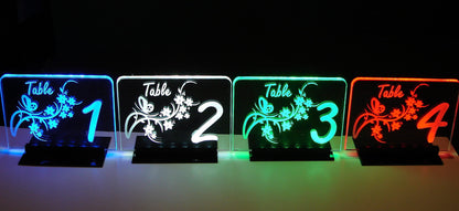 LED Table Number - Set of 4-Flower & Butterfly