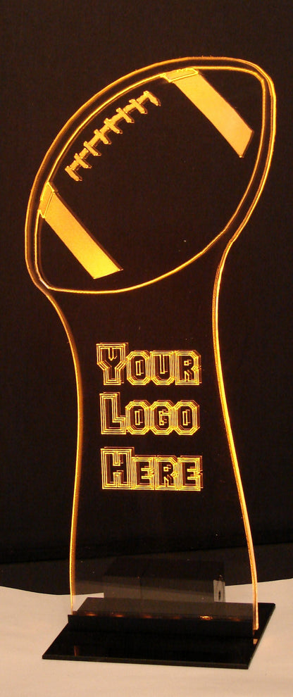 Football Centerpiece -Medium sized - 12" Tall - LED Table Sign - 9 Volt Battery Powered- Add a logo, name or message!