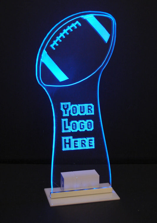 Football Centerpiece -Medium sized - 12" Tall - LED Table Sign - 9 Volt Battery Powered- Add a logo, name or message!