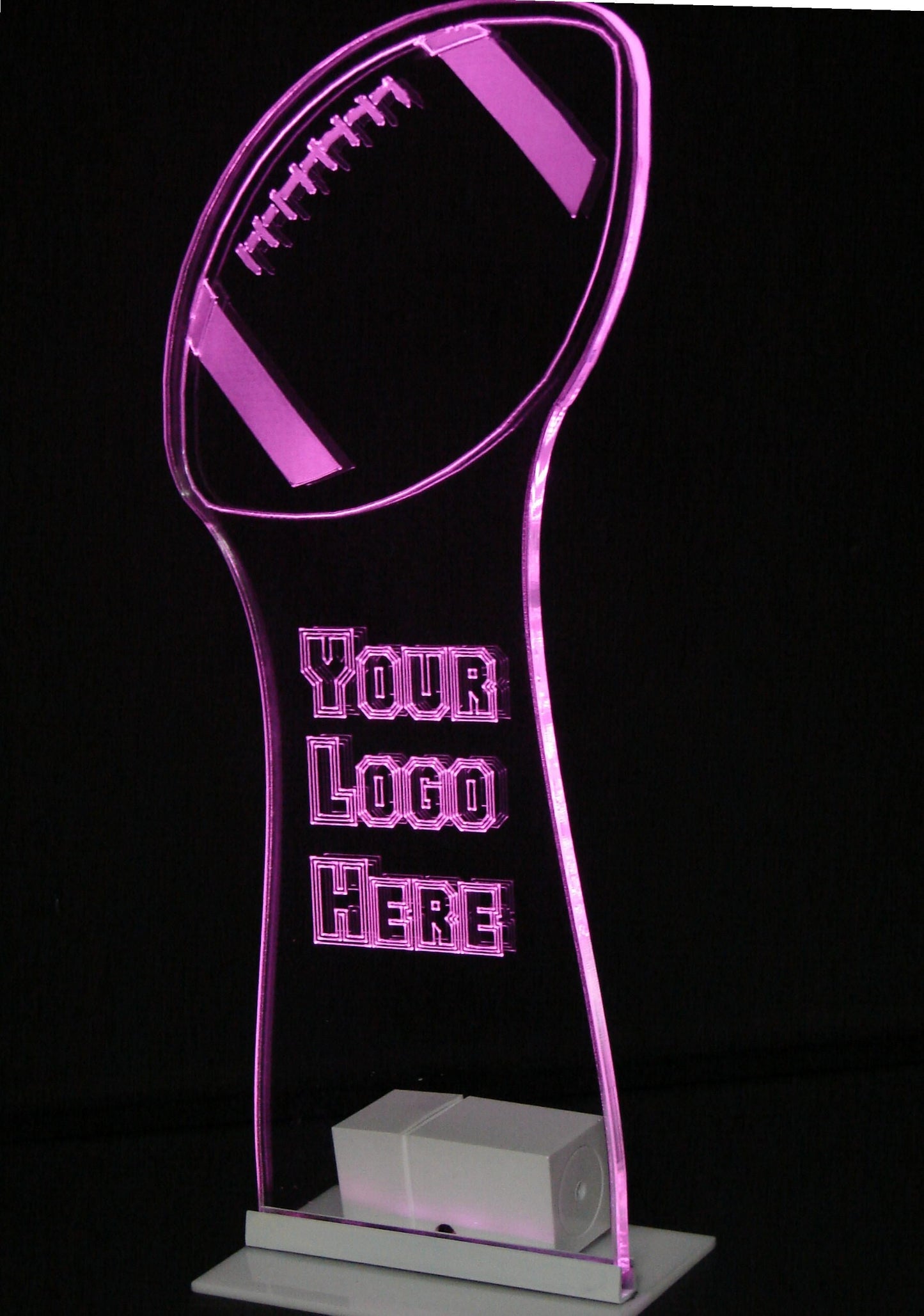 Football Centerpiece -Medium sized - 12" Tall - LED Table Sign - 9 Volt Battery Powered- Add a logo, name or message!