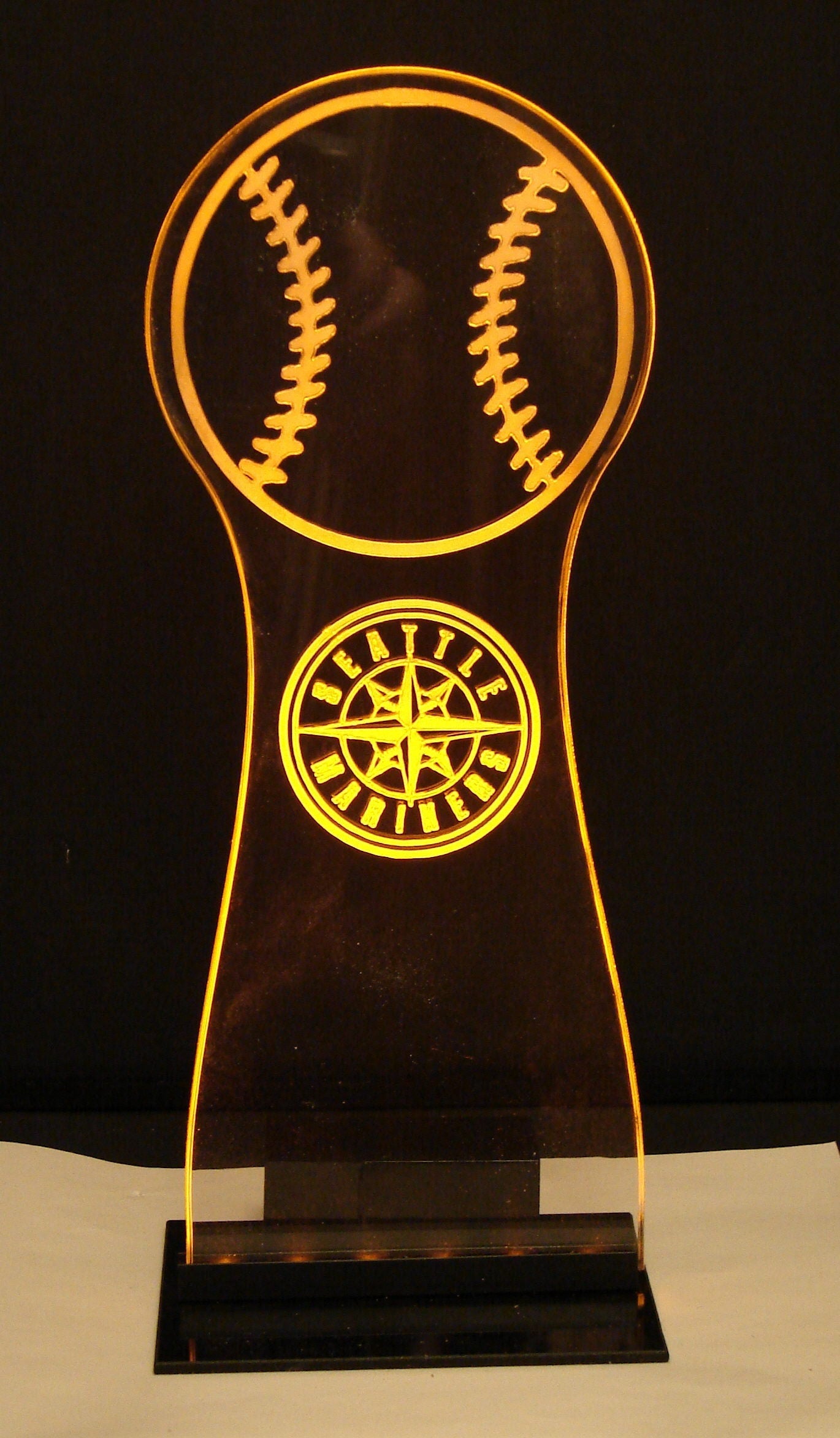 Baseball Centerpiece- Medium sized - 12" Tall/ 4" Wide - LED Table Sign - 9 Volt Battery Powered- Add a logo or message