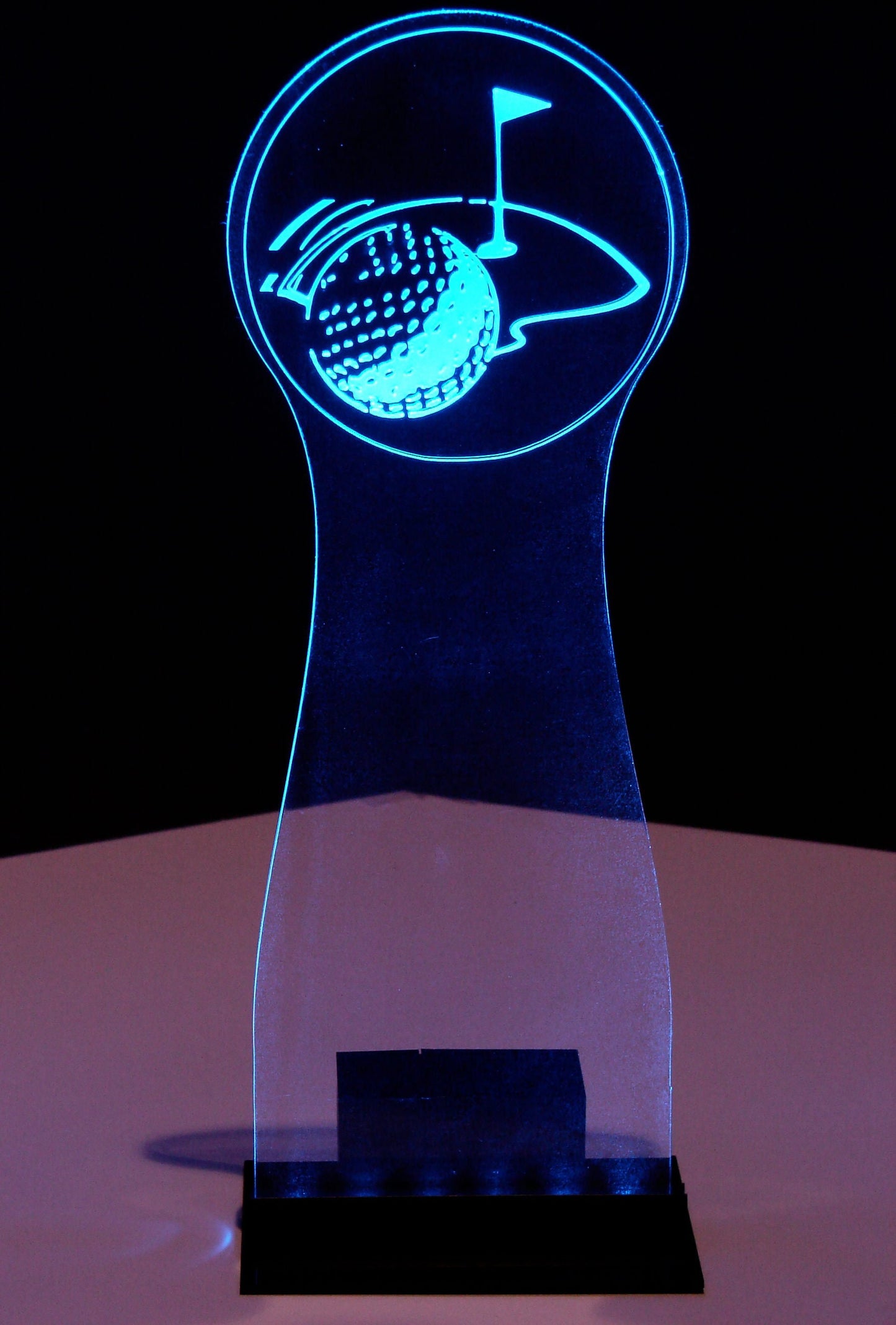 Golf Centerpiece- Medium sized-12" Tall/5" Wide - LED Table Sign - 9 Volt Battery Powered- Add a logo, name or message!