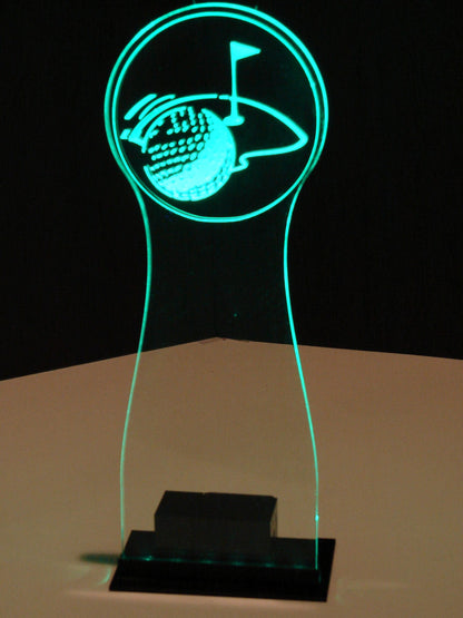Golf Centerpiece- Medium sized-12" Tall/5" Wide - LED Table Sign - 9 Volt Battery Powered- Add a logo, name or message!