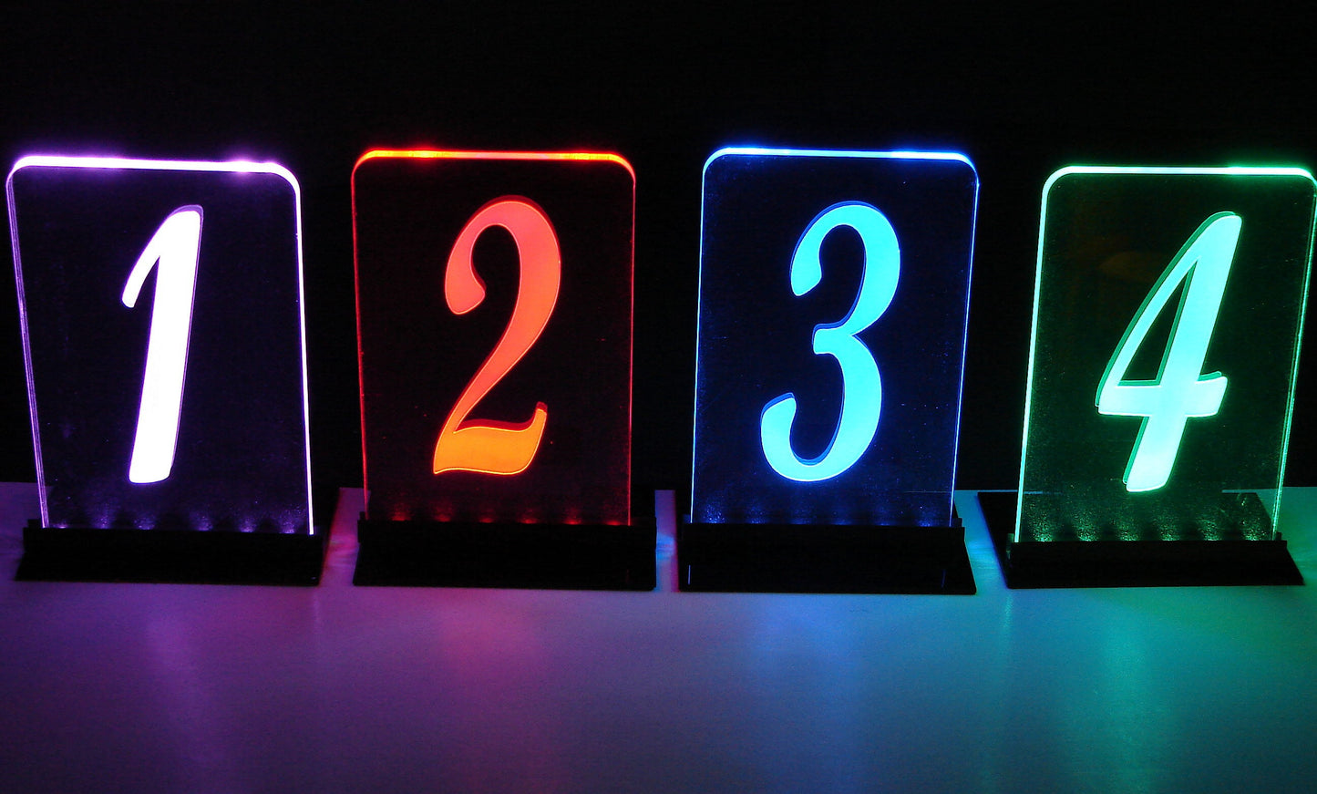 LED Table Number -Set of 4- Choice of Fonts