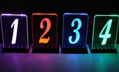 LED Table Number -Set of 4- Choice of Fonts