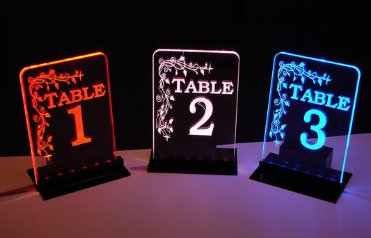 LED Table Number- Set of 4- Vines- LED Table Numbers