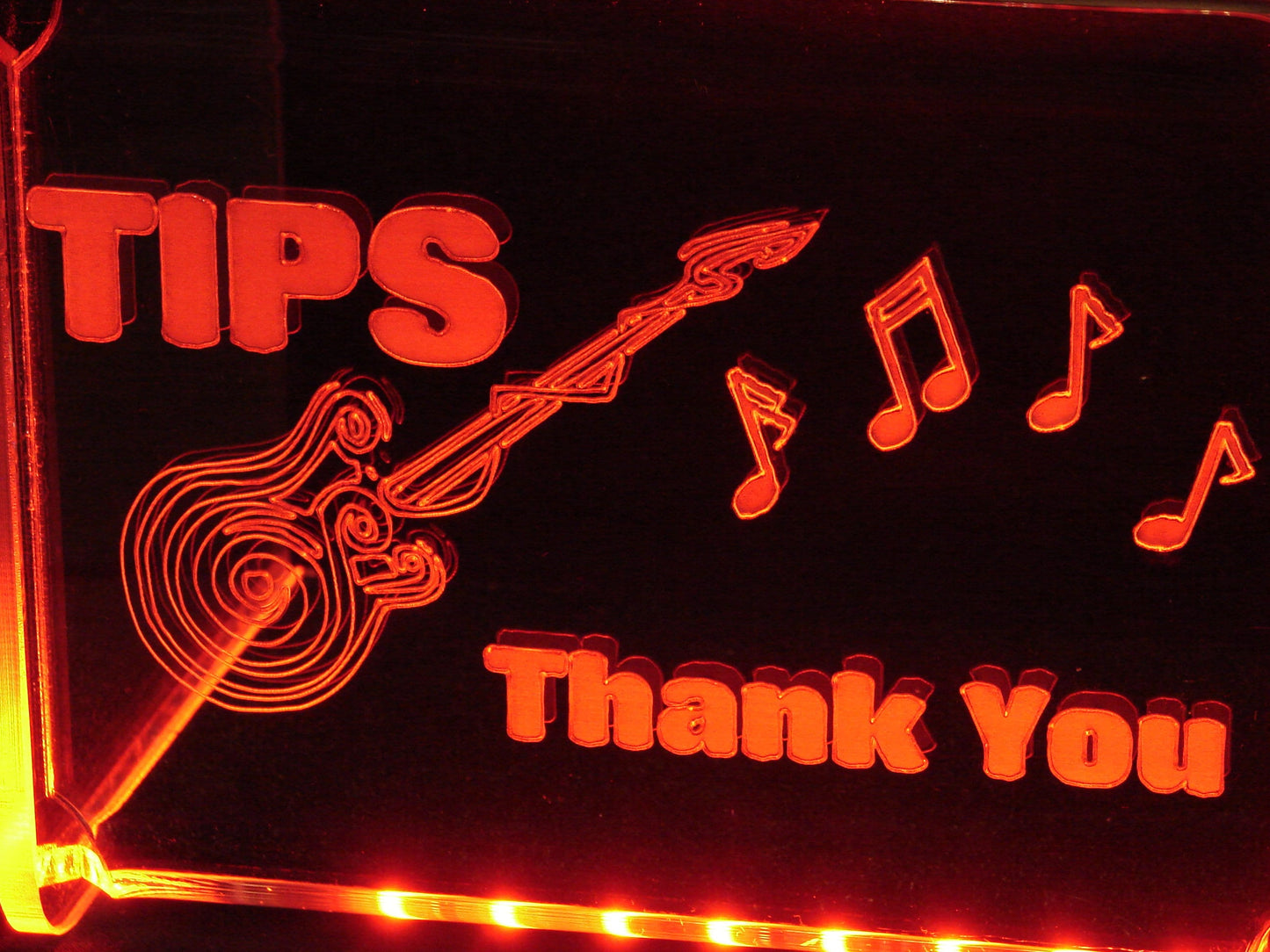 LED Glowing Tip Box- Spiral Electric Guitar Design for Musicians!  Tip Jar -LED Tip Jar -Lighted Tip Jar - Musician Tip Jar - Made in USA!