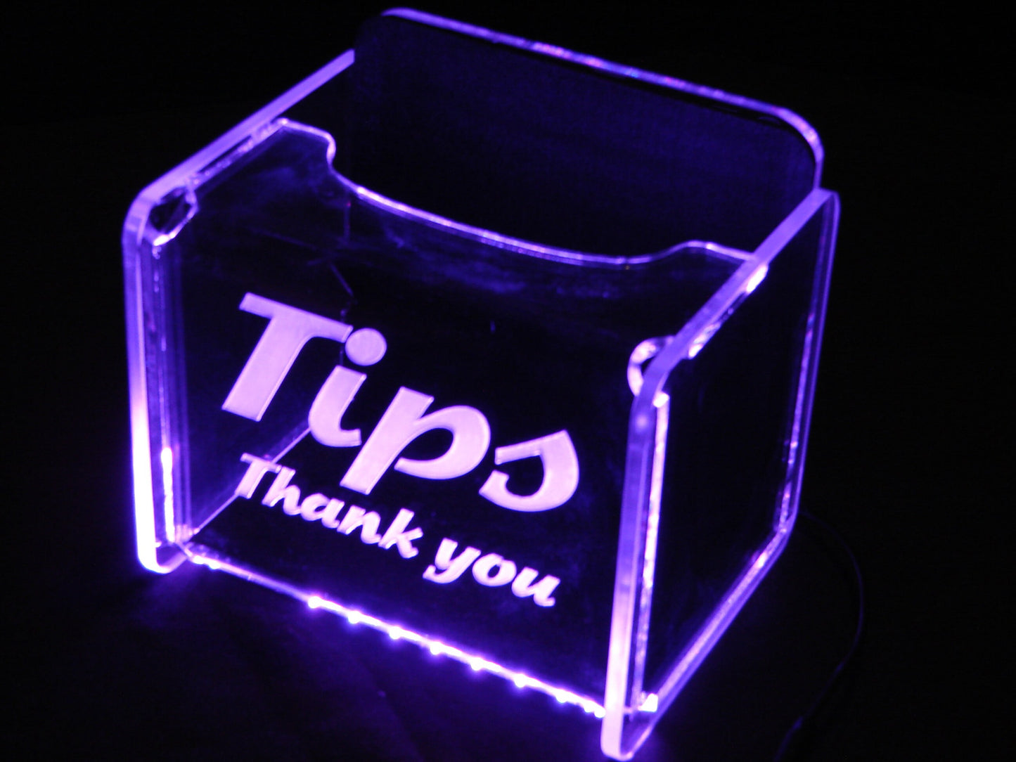 LED Glowing Tip Box- Wave Font-  Tip Jar -LED Tip Jar -Light up tip Jar -Ballot Box- Card Box- Musician Tip Jar