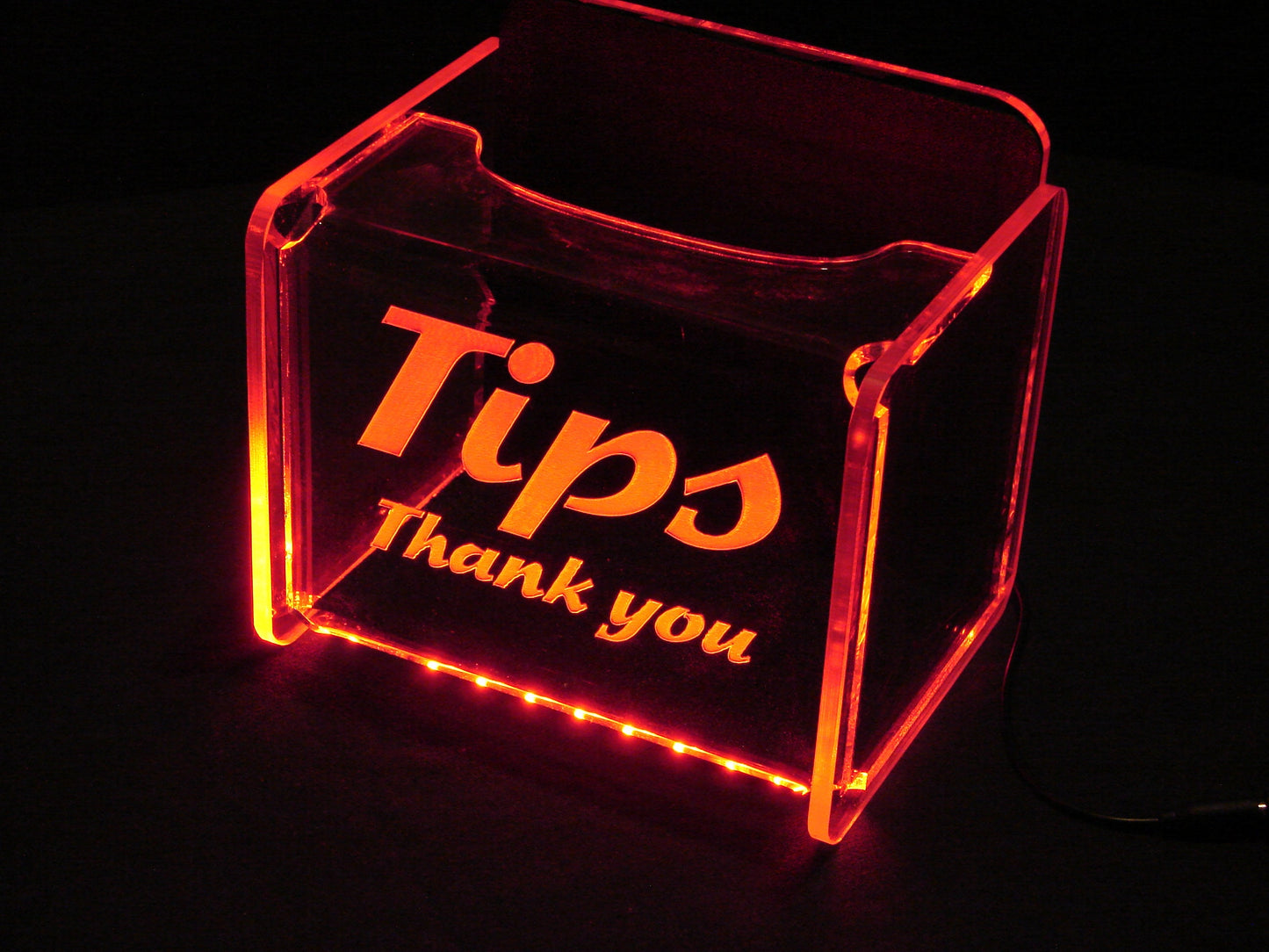 LED Glowing Tip Box- Wave Font-  Tip Jar -LED Tip Jar -Light up tip Jar -Ballot Box- Card Box- Musician Tip Jar