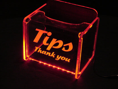 LED Glowing Tip Box- Wave Font-  Tip Jar -LED Tip Jar -Light up tip Jar -Ballot Box- Card Box- Musician Tip Jar