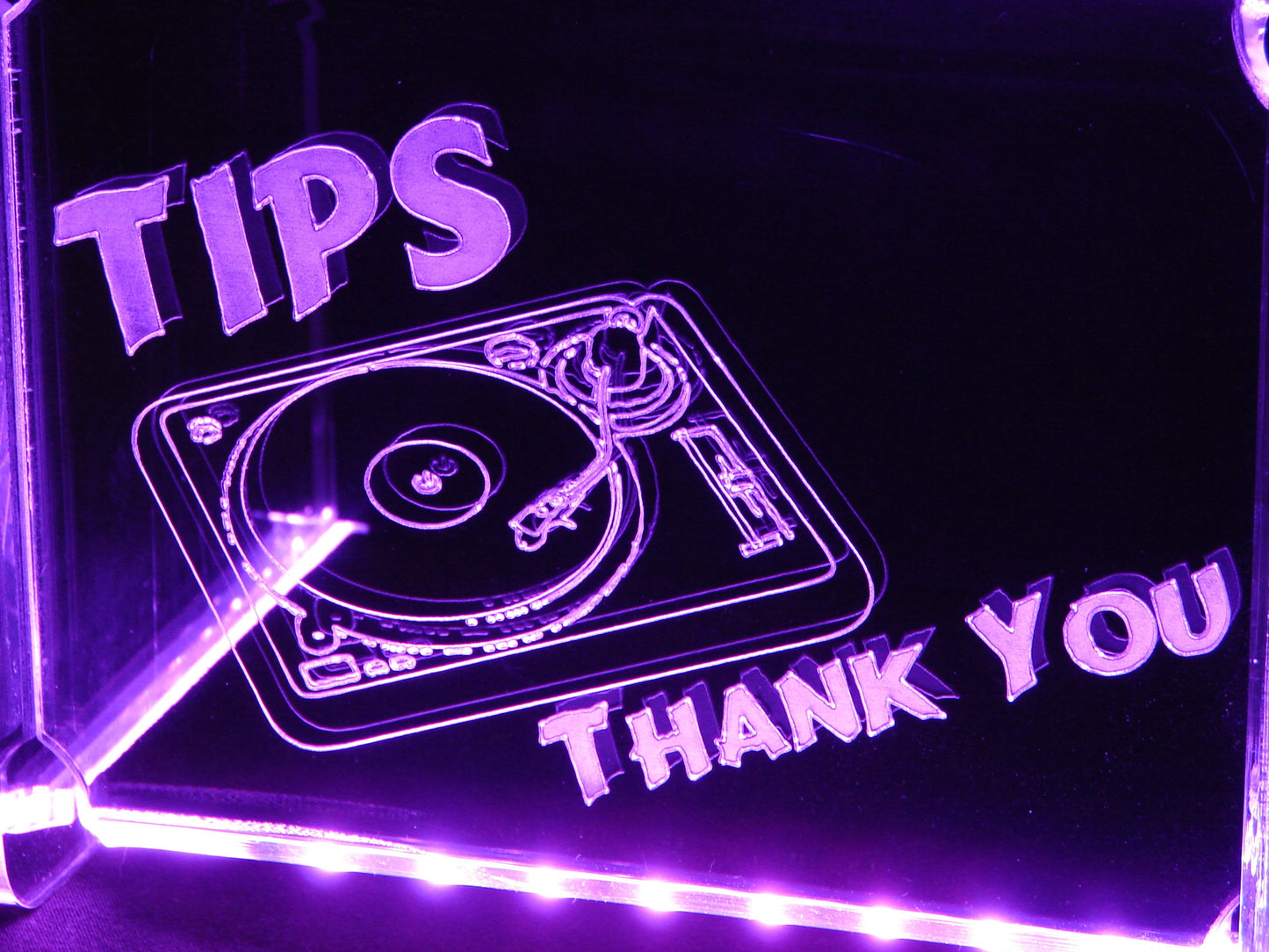 LED Glowing Tip Box - Turntable Design for DJs- Tip Jar - LED Tip Jar - Light up tip Jar - Ballot Box- Card Box- Musician Tip Jar