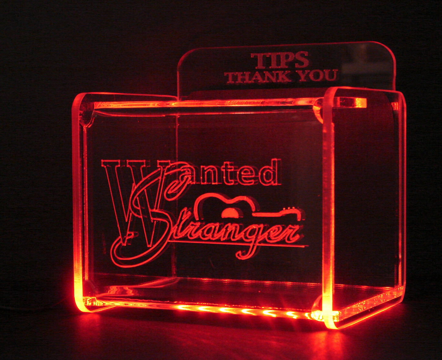 LED Tip Box w/ Your Logo!  Tip Jar -LED Tip Jar -Lighted Tip Jar - Card Box- Musician Tip Jar- Custom Engraved- Personalized - Made in USA!
