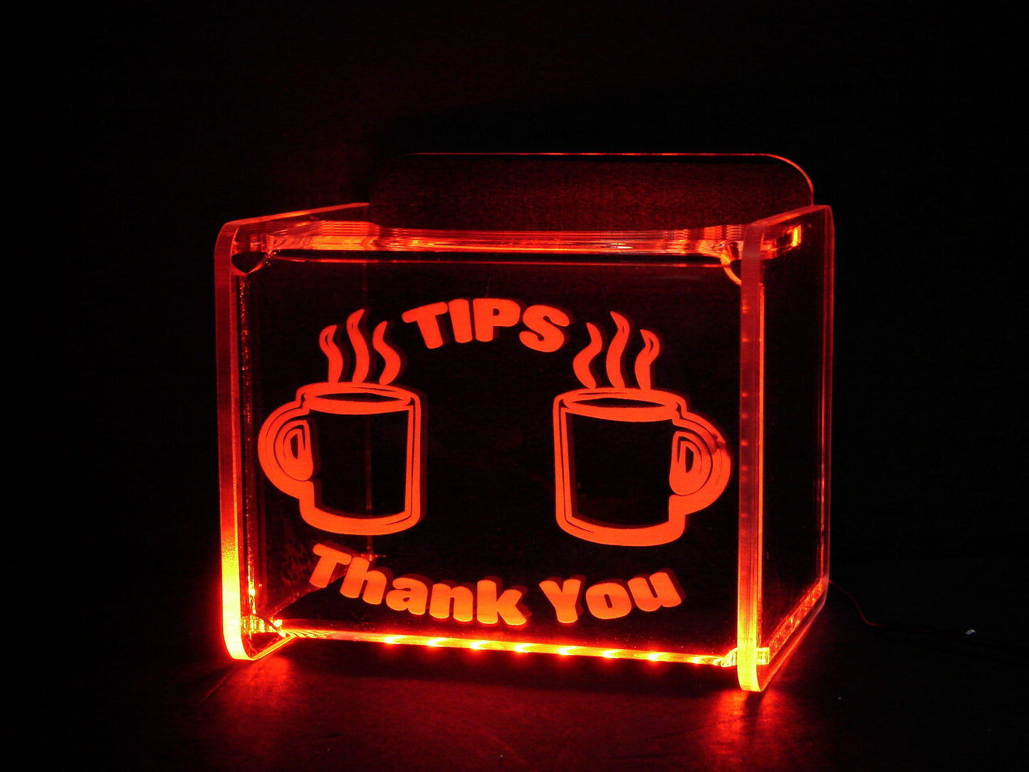 LED Glowing Tip Box-  Coffee Shop Design for Baristas! Tip Jar -LED Tip Jar -Light up tip Jar -Ballot Box- Card Box- Musician Tip Jar