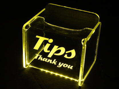 LED Glowing Tip Box- Wave Font-  Tip Jar -LED Tip Jar -Light up tip Jar -Ballot Box- Card Box- Musician Tip Jar