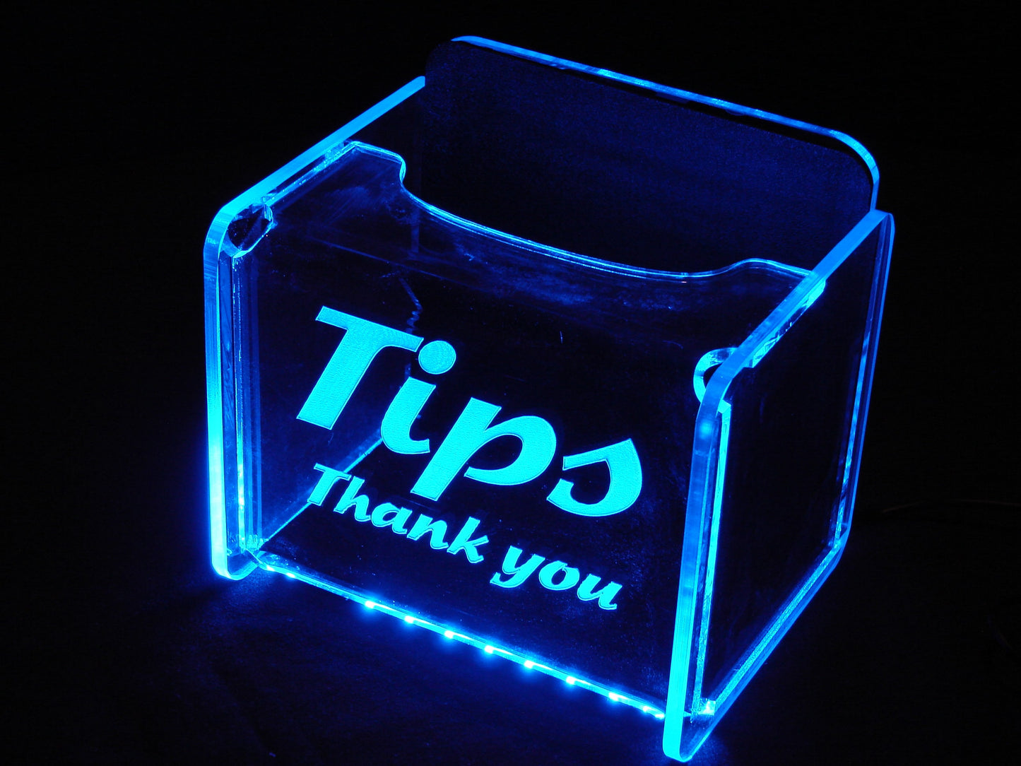 LED Glowing Tip Box- Wave Font-  Tip Jar -LED Tip Jar -Light up tip Jar -Ballot Box- Card Box- Musician Tip Jar